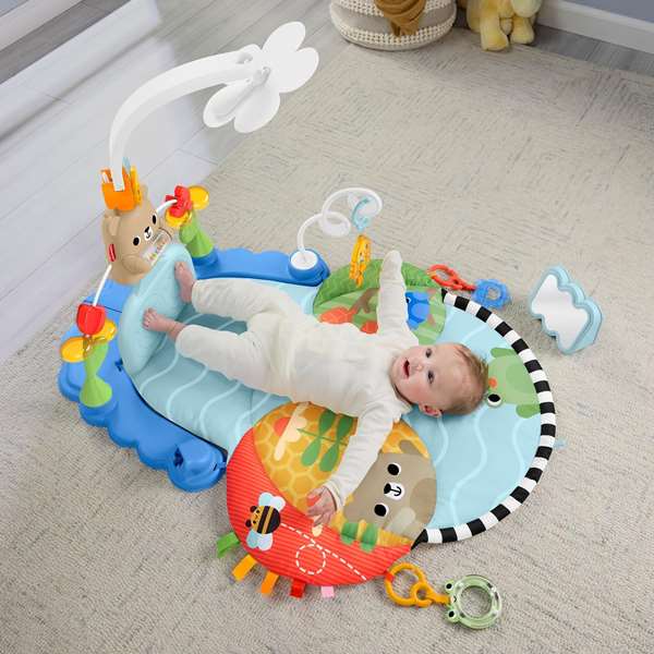 Fisher-Price - Tapis d'éveil et de jeux 3 en 1 avec barre de jeu et miroir, bébé dès la naissance