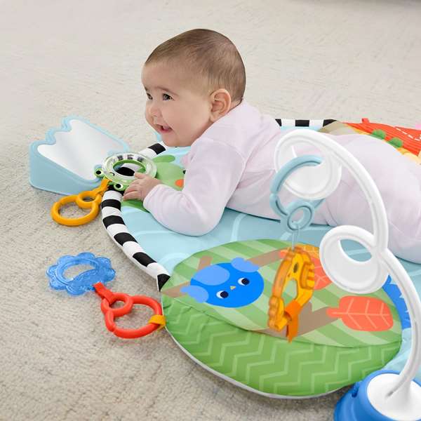 Fisher-Price - Tapis d'éveil et de jeux 3 en 1 avec barre de jeu et miroir, bébé dès la naissance