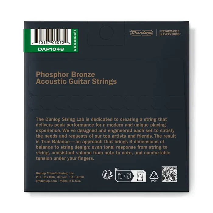 Dunlop 510P1050 Jeu de cordes acoustiques Phosphor Bronze Extra Light 10-48 Dunlop 510P1050 Jeu de cordes acoustiques Phosphor Bronze Extra Light 10-48