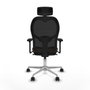 Piqueras y Crespo Chaise de Bureau avec Appui-tête 3D086N2 Noir et Brun foncé