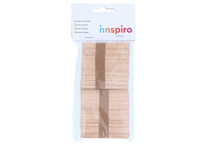 Innspiro Bâtons de glace en bois forme hélice naturelle 75x15x1,5mm, 100 unités