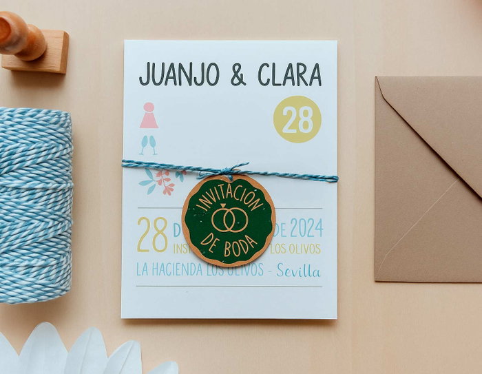 Innspiro Kit 4 Tampons Bois Woodies Boda Invitación Formal et Encre Vert Foncé