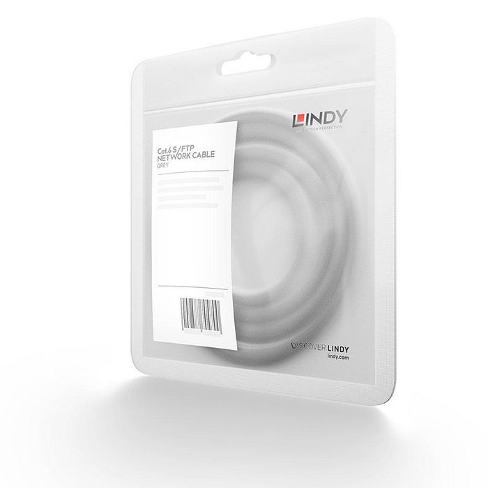 Lindy Câble Réseau Ethernet RJ45 Cat.6 S/FTP Gris Blindé, Contacts Dorés, Manchon Anti-Arrachement, 1 mètre