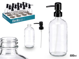 Berilo Dosificateur en Verre Transparent 500 ml - 21.4x9.5x7.4 cm (Set de 12)