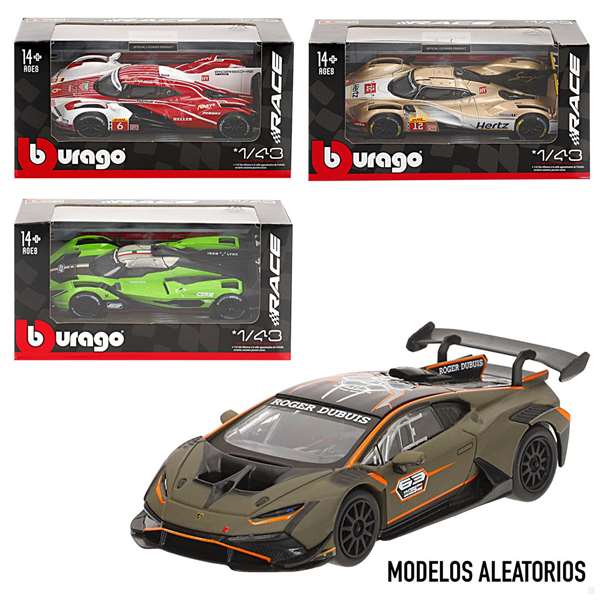 Burago Voiture en métal Racing Series 2025 V1 - Modèle réduit à l'échelle 1:43 - Design aléatoire