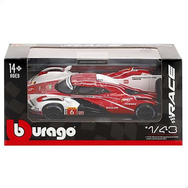 Burago Voiture en métal Racing Series 2025 V1 - Modèle réduit à l'échelle 1:43 - Design aléatoire