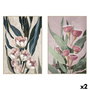 Toile Home ESPRIT Vert Rose Fleurs Moderne (2 Unités)
