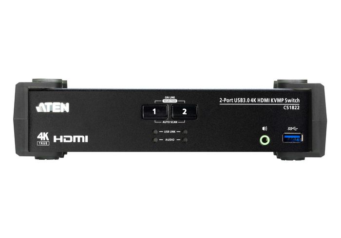 Aten CS1822 - Commutateur KVM HDMI 4K 2 ports USB 3.0 avec mélangeur audio pour gestion de deux PC