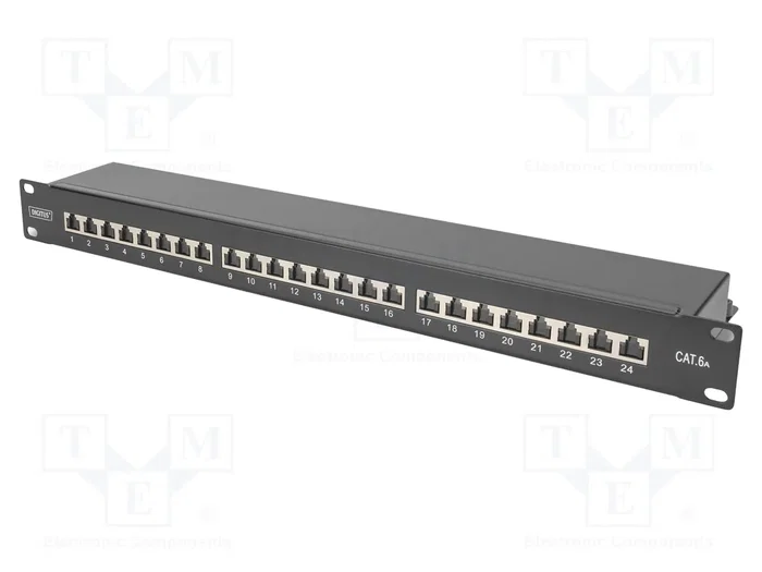 DIGITUS Panneau de brassage Cat 6a RJ45 24 ports 1U 19 pouces noir DIGITUS Panneau de brassage Cat 6a RJ45 24 ports 1U 19 pouces noir