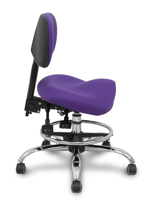 Tabouret Zarza Asynchrone Tissu Violet Structure chromée Sans accoudoirs Sans appui-tête Roulettes pour moquette