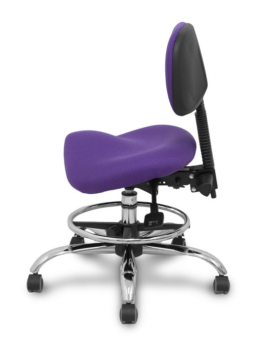 Tabouret Zarza Asynchrone Tissu Violet Structure chromée Sans accoudoirs Sans appui-tête Roulettes pour moquette