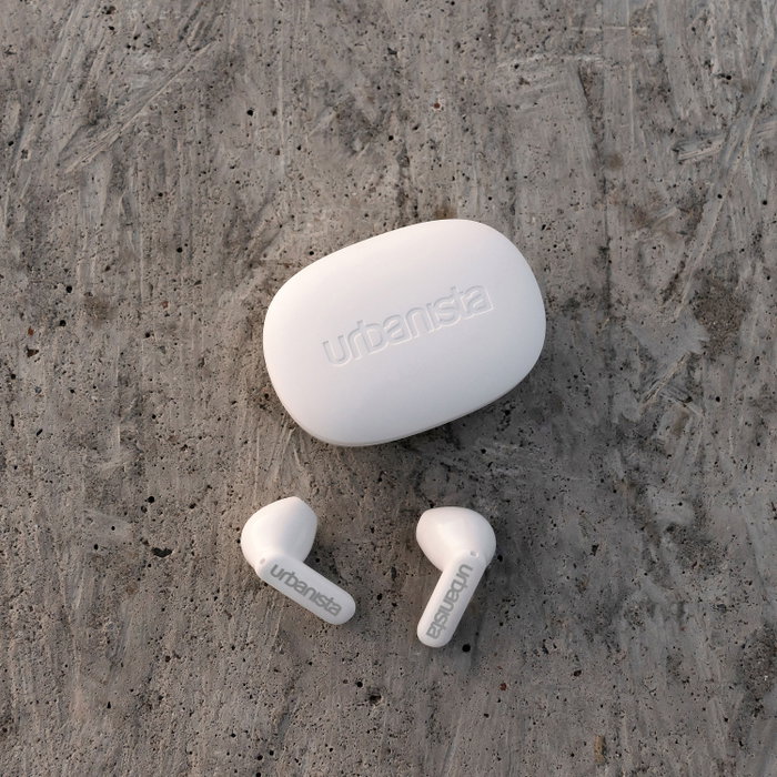 Urbanista Écouteurs True Wireless Bluetooth 5.2 Sage Pure White, 32h Autonomie, IPX4, Design Scandinave
