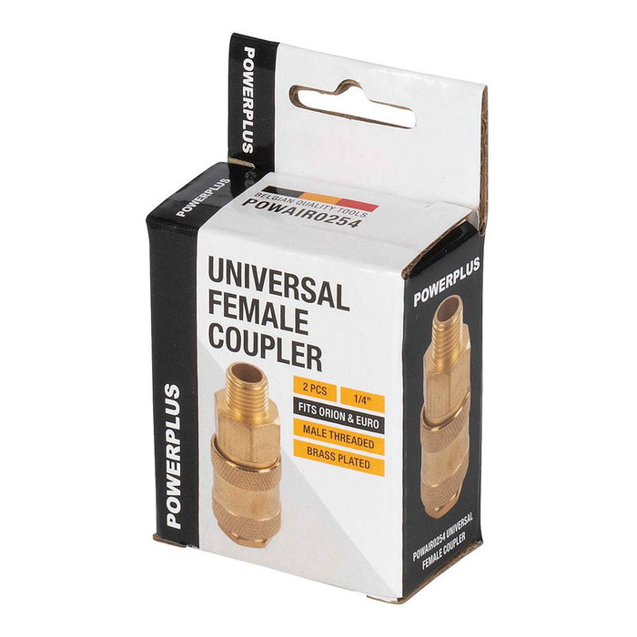 Powerplus Connecteurs universels en laiton femelle avec filetage mâle ¼ pouce, 2 uds Powerplus Connecteurs universels en laiton femelle avec filetage mâle ¼ pouce, 2 uds