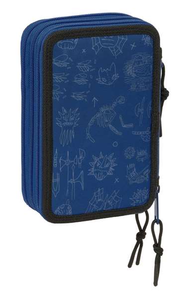 Safta - Plumier triple 37 pièces 'Comment dresser votre dragon' - 3 trousses scolaires - Dimensions : 12.5 x 19.5 x 5.5 cm