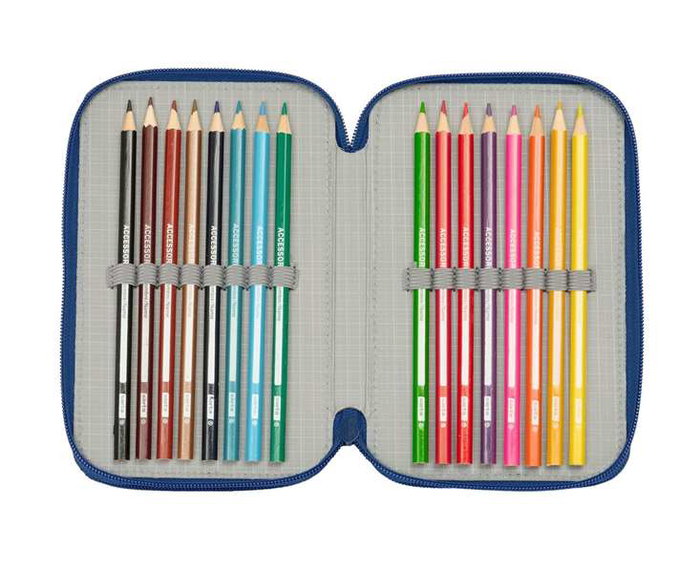Safta - Plumier triple 37 pièces 'Comment dresser votre dragon' - 3 trousses scolaires - Dimensions : 12.5 x 19.5 x 5.5 cm
