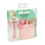 Beaba Set Repas Bébé avec Ventouse, Assiette Silicone Compartimentée et Cuillère, Rose