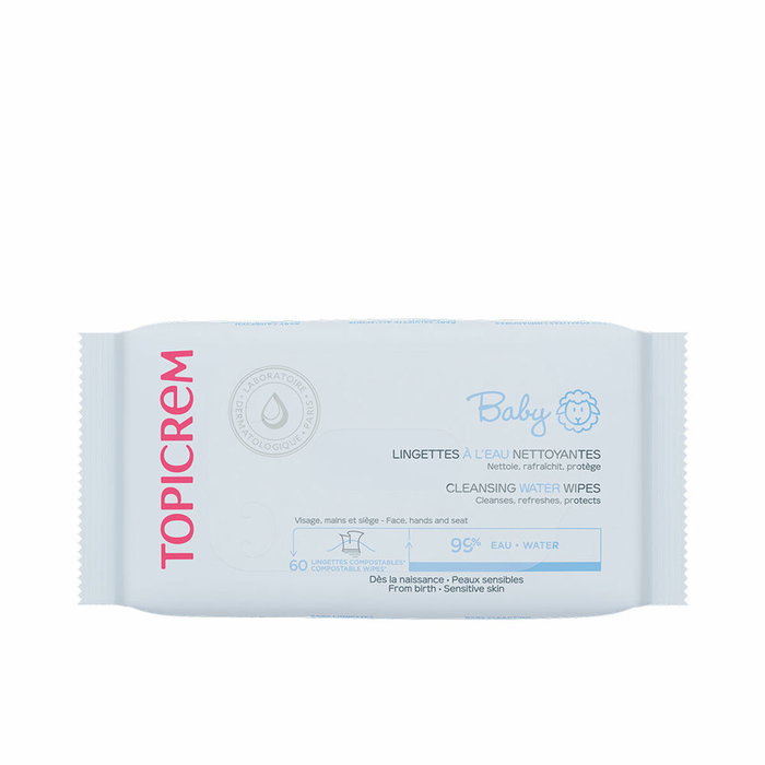 Topicrem Lingettes nettoyantes à base d'eau BABY 60 unités Topicrem Lingettes nettoyantes à base d'eau BABY 60 unités