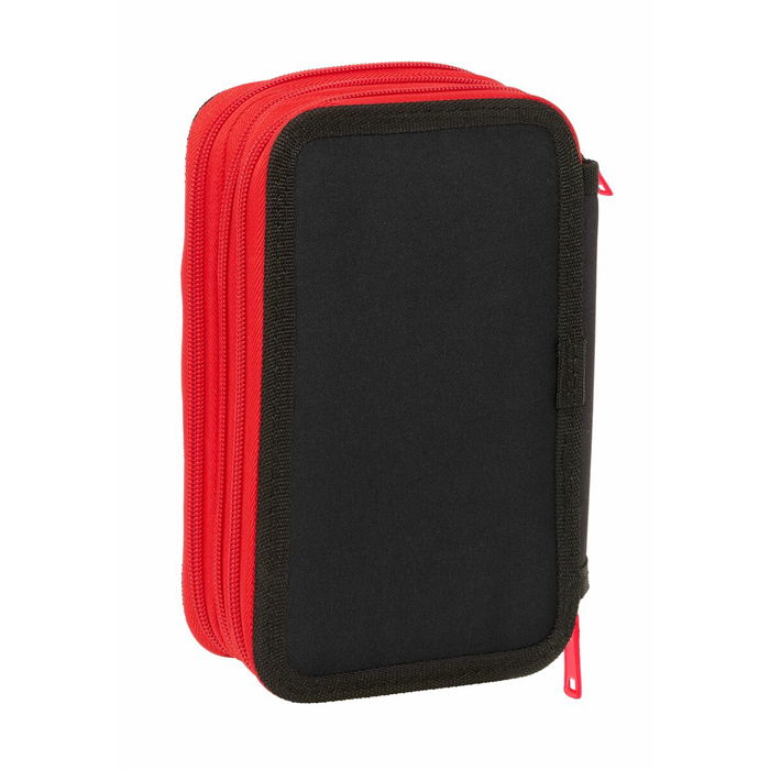 Pochette à crayons triple Spider-Man Noir 12,5 x 19,5 x 5,5 cm 37 Pièces