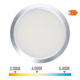 Edm Downlight ajustable LED encastrable/surface 20W 2050lm cadre chromé Ø22,5cm 3CCT 3000K-4000K-6400K