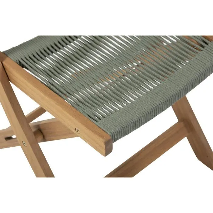 Ensemble bistró Pliable Bois d'Acacia FSC Tissu Corde Vert Olive MAKENA 2 Personnes
