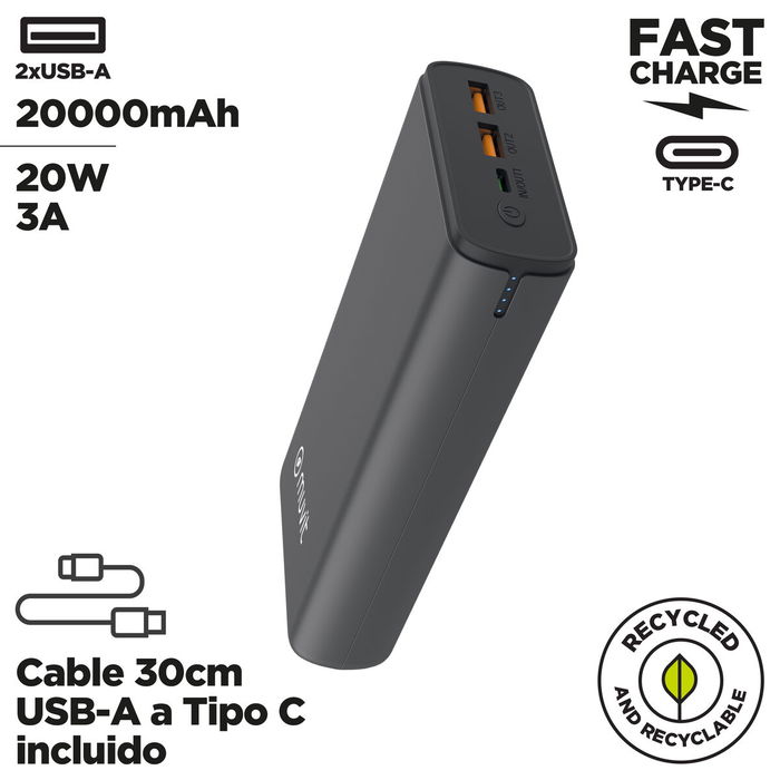 Powerbank Muvit for Change DP200G-R-PD Noir 20 W
