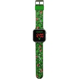 Kids Licensing Montre LED Minecraft pour Enfant MIN4129, Afficheur Heure et Date, Boîtier Rond Multicolore Étanche