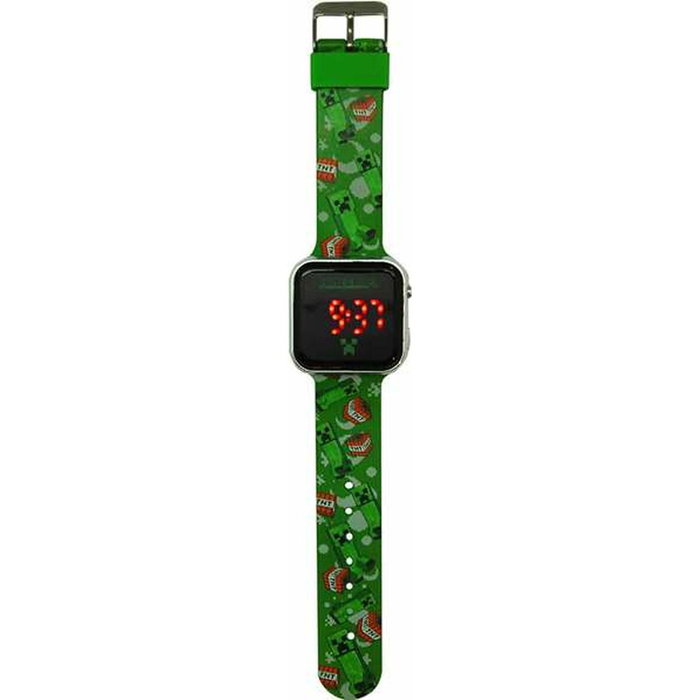 Kids Licensing Montre LED Minecraft pour Enfant MIN4129, Afficheur Heure et Date, Boîtier Rond Multicolore Étanche