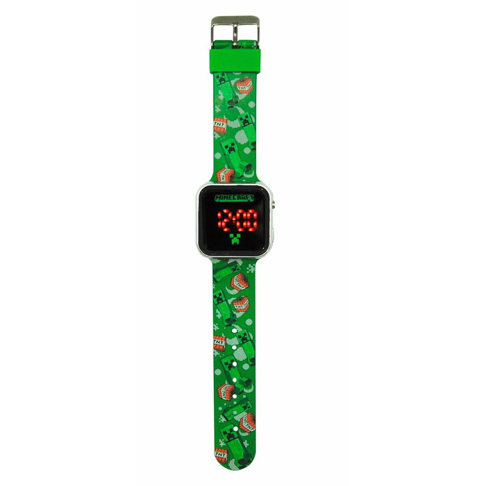 Kids Licensing Montre LED Minecraft pour Enfant MIN4129, Afficheur Heure et Date, Boîtier Rond Multicolore Étanche