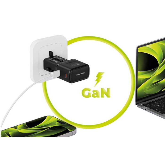 Mobile Origin Adaptateur de voyage GaN 45 W PW26 Noir