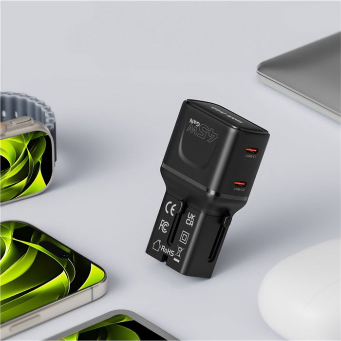 Mobile Origin Adaptateur de voyage GaN 45 W PW26 Noir