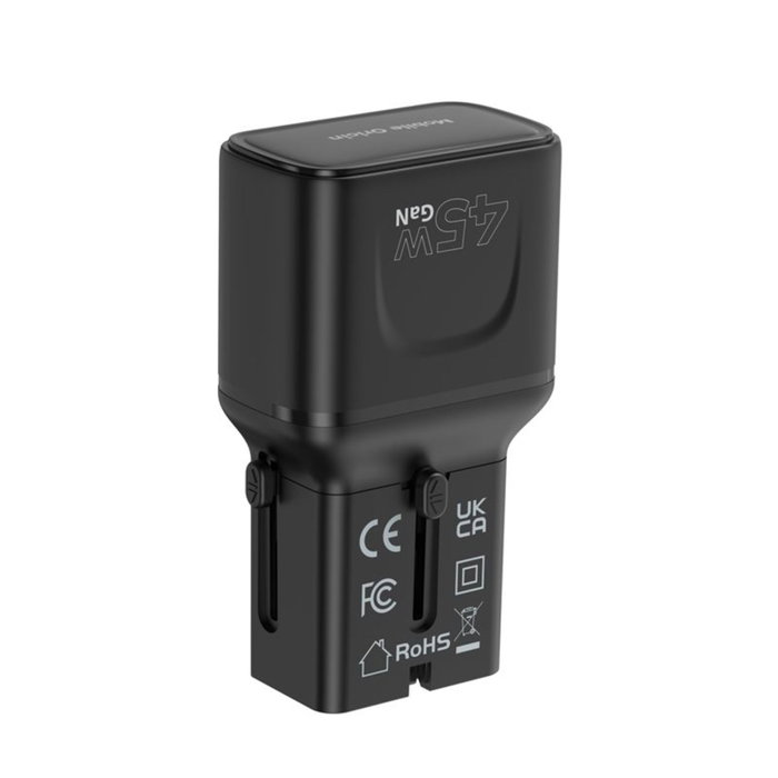Mobile Origin Adaptateur de voyage GaN 45 W PW26 Noir