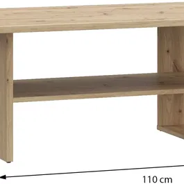 Artisan Table basse rectangulaire en chêne avec 2 plateaux, finition bois clair - Dimensions : 110 x 60 x 45 cm