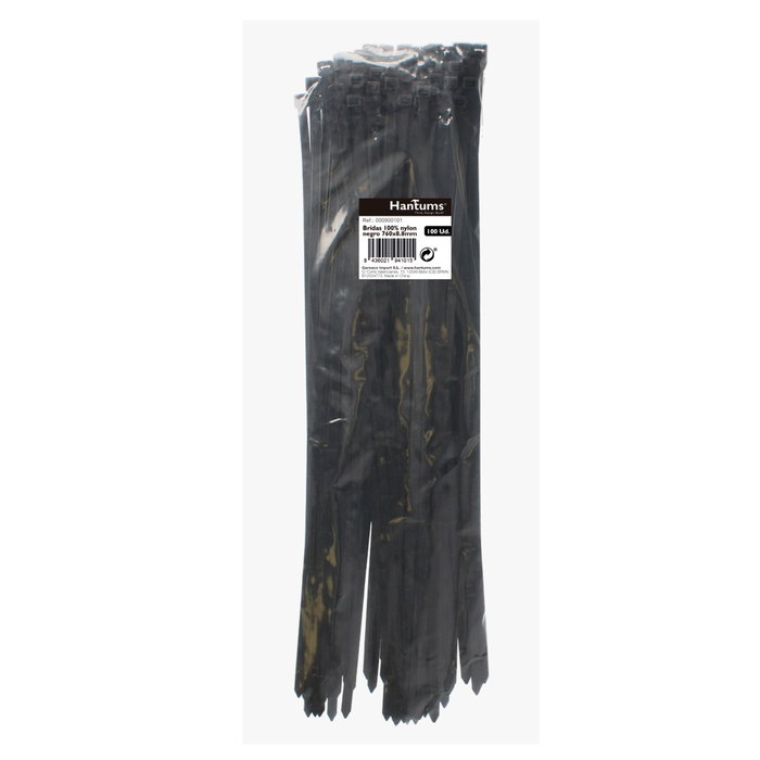 Hantums Sac de 100 colliers de serrage 100% nylon 760x8,8mm Noir Hantums Sac de 100 colliers de serrage 100% nylon 760x8,8mm Noir