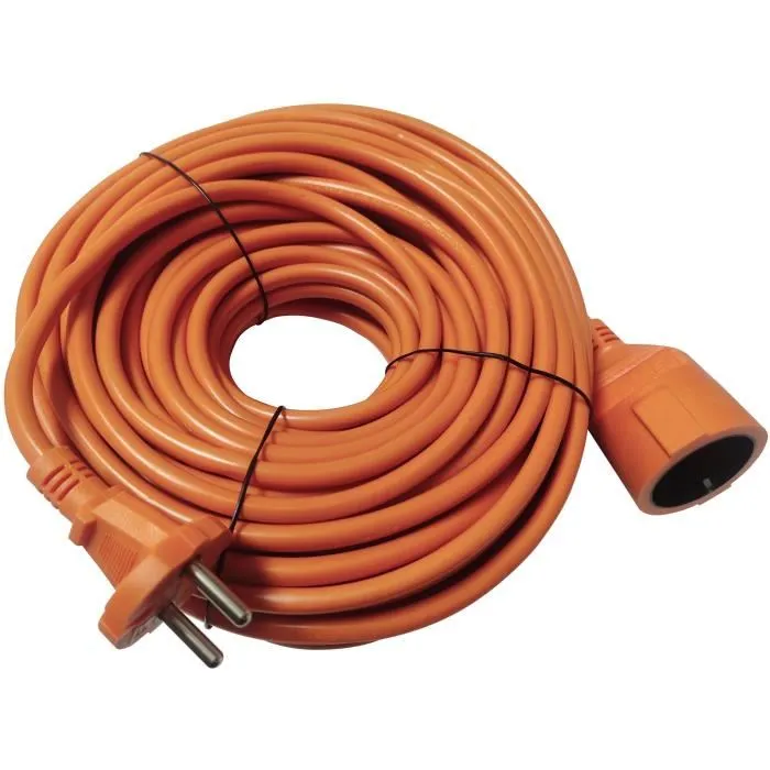GENERIQUE Rallonge électrique extérieure 25 m H05VVF 2x1.5 orange - PVC durable pour jardin et activités en plein air