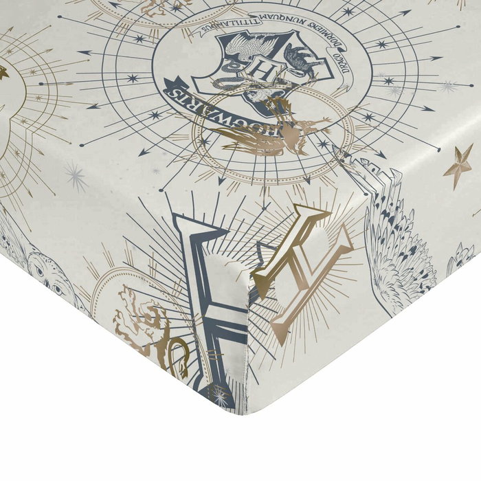 Drap housse Harry Potter Blanc Beige Doré Lit 1 persone Drap housse Harry Potter Blanc Beige Doré Lit 1 persone