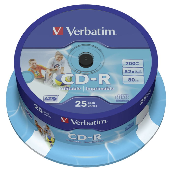 Verbatim CD-R 700 MB 52x - Boîte de 25 unités imprimables Verbatim CD-R 700 MB 52x - Boîte de 25 unités imprimables