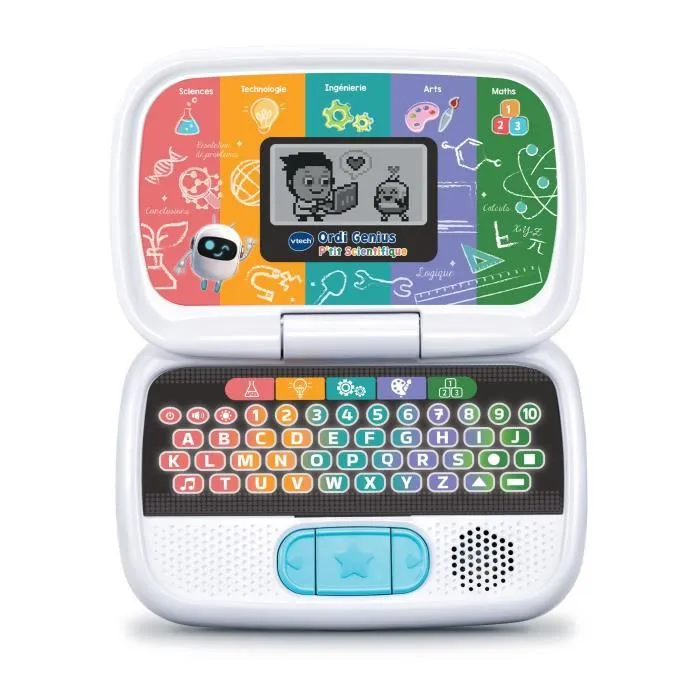 Vtech - Ordinateur Genius P'tit Scientifique STIAM pour 3-7 ans - Jeu éducatif 5 modes (Sciences, Technologie, Ingénierie, Arts, Maths) - Idioma Francés