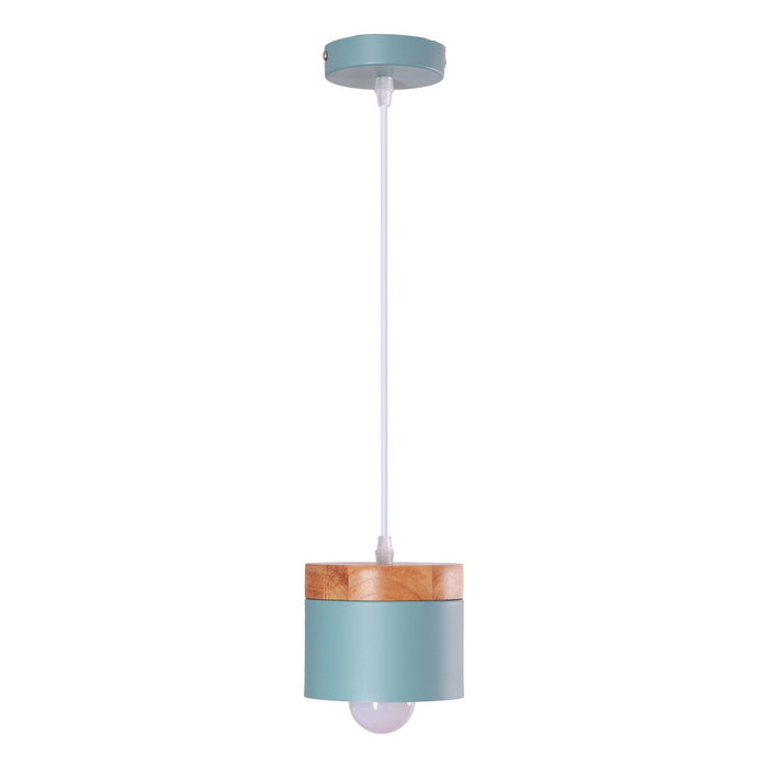 SKD Suspension Mikayla Bois Acier 1xE27 Sans Ampoule Turquoise [SKD-P1010-T]