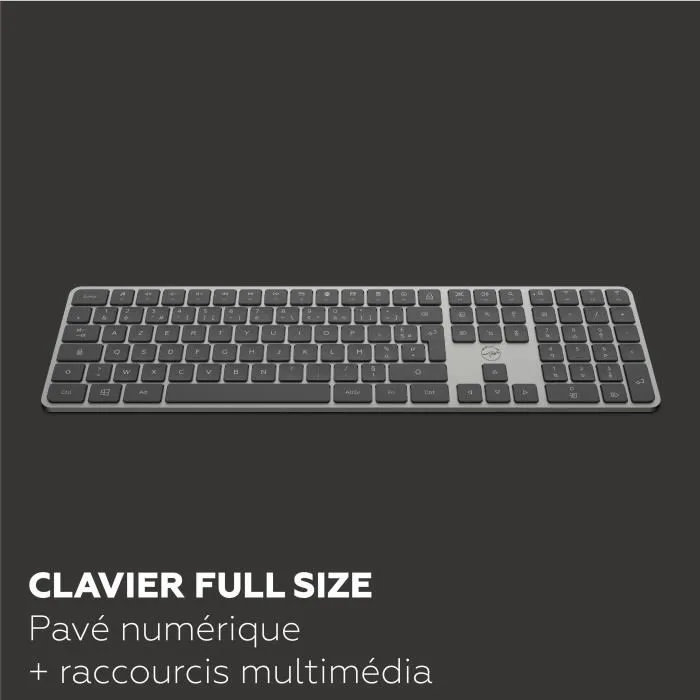 Mobility Lab Clavier Sans Fil Multi-Connexions KP430W AZERTY Windows - Triple Bluetooth 5.0/2.4 GHz USB-C - Ultra-Fin Pavé Numérique - Touches Plates - Autonomie 35 Jours