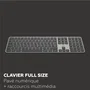 Mobility Lab Clavier Sans Fil Multi-Connexions KP430W AZERTY Windows - Triple Bluetooth 5.0/2.4 GHz USB-C - Ultra-Fin Pavé Numérique - Touches Plates - Autonomie 35 Jours