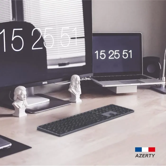 Mobility Lab Clavier Sans Fil Multi-Connexions KP430W AZERTY Windows - Triple Bluetooth 5.0/2.4 GHz USB-C - Ultra-Fin Pavé Numérique - Touches Plates - Autonomie 35 Jours
