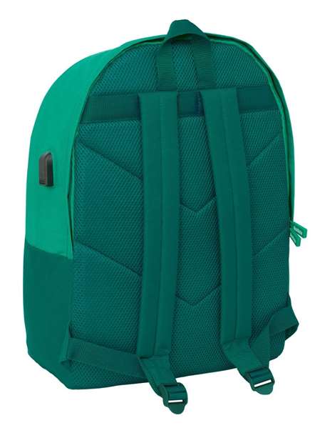 Safta Mochila Double Ordinateur Portable 15.6" USB Antidérapante pour Eau Real Betis Balompie 31x44x18 cm - Sac à Dos