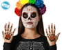 Tatouages faciaux et mains crâne mexicain noir et rouge