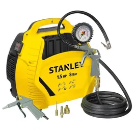 Stanley Compresseur d'air sans cuve AIR KIT 1,5 CV - Ultra-compact et portatif - Idéal pour gonflage et aérographie - Livré avec accessoires