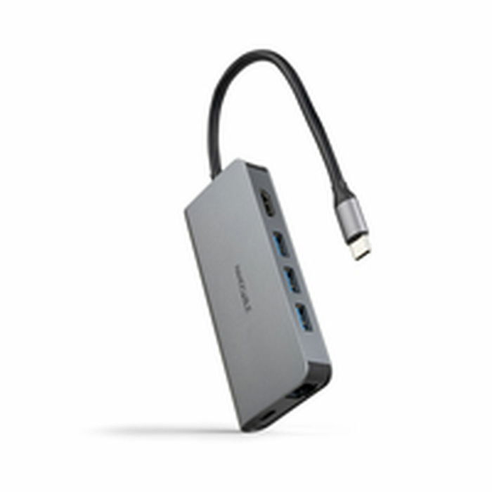 Hub USB NANOCABLE Hub 8en1 Gris 18 cm