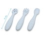 KioKids Set de 3 ustensiles de sevrage en silicone bleu pour bébé - Précuillère, cuillère, préfourchette - Âge recommandé +6 mois, résistant à la chaleur, lavable au lave-vaisselle