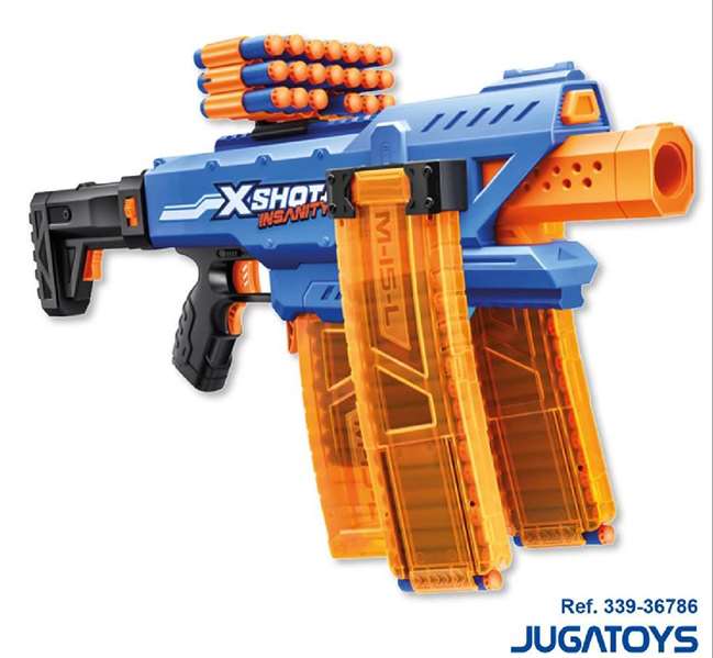 Zuru X-Shot Insanity Clip Pistolet à Fléchettes Motorisé avec 3 Chargeurs et 72 Fléchettes Zuru X-Shot Insanity Clip Pistolet à Fléchettes Motorisé avec 3 Chargeurs et 72 Fléchettes