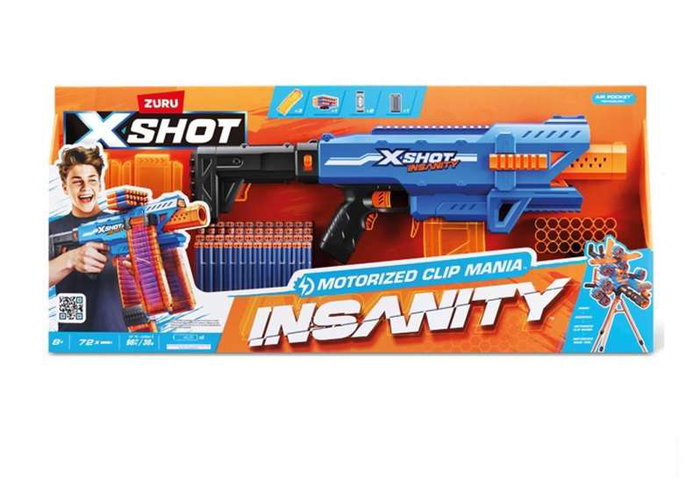 Zuru X-Shot Insanity Clip Pistolet à Fléchettes Motorisé avec 3 Chargeurs et 72 Fléchettes Zuru X-Shot Insanity Clip Pistolet à Fléchettes Motorisé avec 3 Chargeurs et 72 Fléchettes