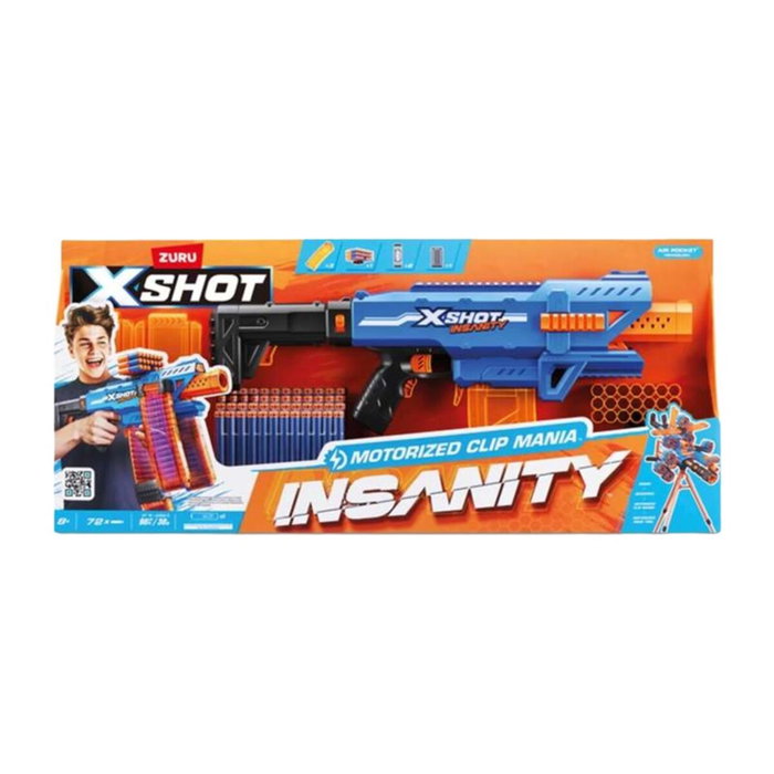 Zuru X-Shot Insanity Clip Pistolet à Fléchettes Motorisé avec 3 Chargeurs et 72 Fléchettes Zuru X-Shot Insanity Clip Pistolet à Fléchettes Motorisé avec 3 Chargeurs et 72 Fléchettes