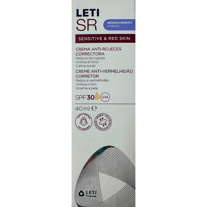 Leti Pharma LETISR Crème correctrice anti-rougeurs SPF30 40 ml Leti Pharma LETISR Crème correctrice anti-rougeurs SPF30 40 ml